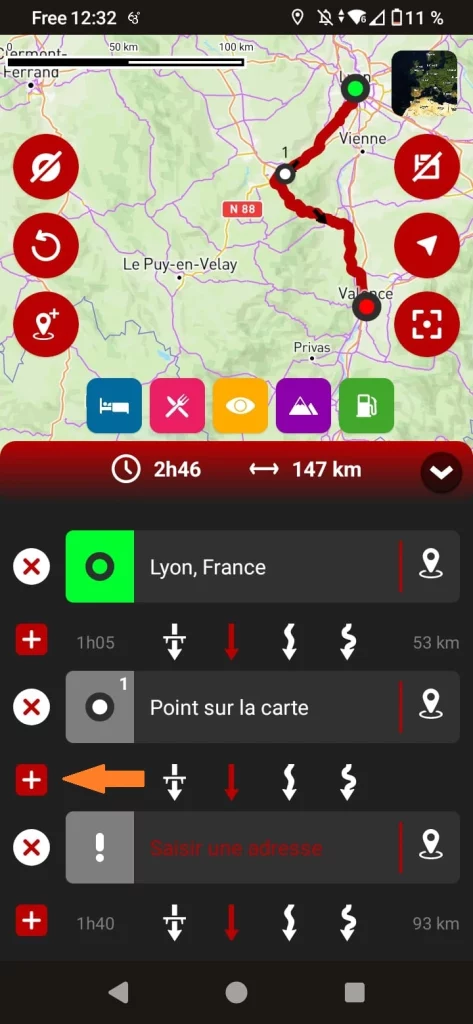 App GPS moto gratuite 68° : ajouter une ville