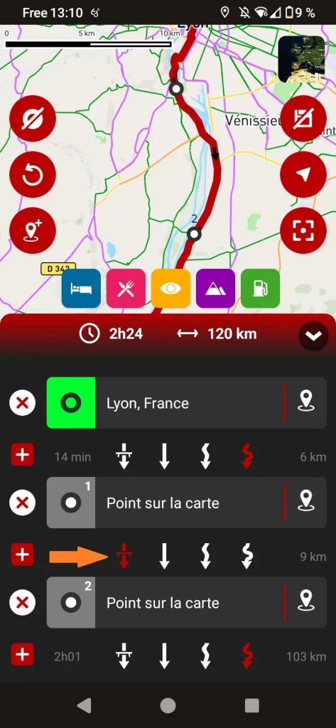 App GPS moto gratuite 68° : App GPS moto gratuite 68° : éviter les villes 3