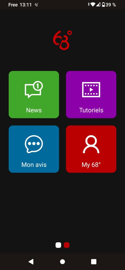 App GPS moto gratuite 68° : deuxieme onglet du menu