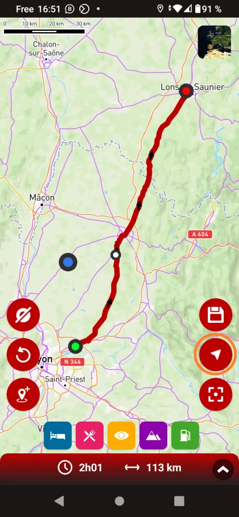 Free 68° motorcycle GPS app: launch guidance