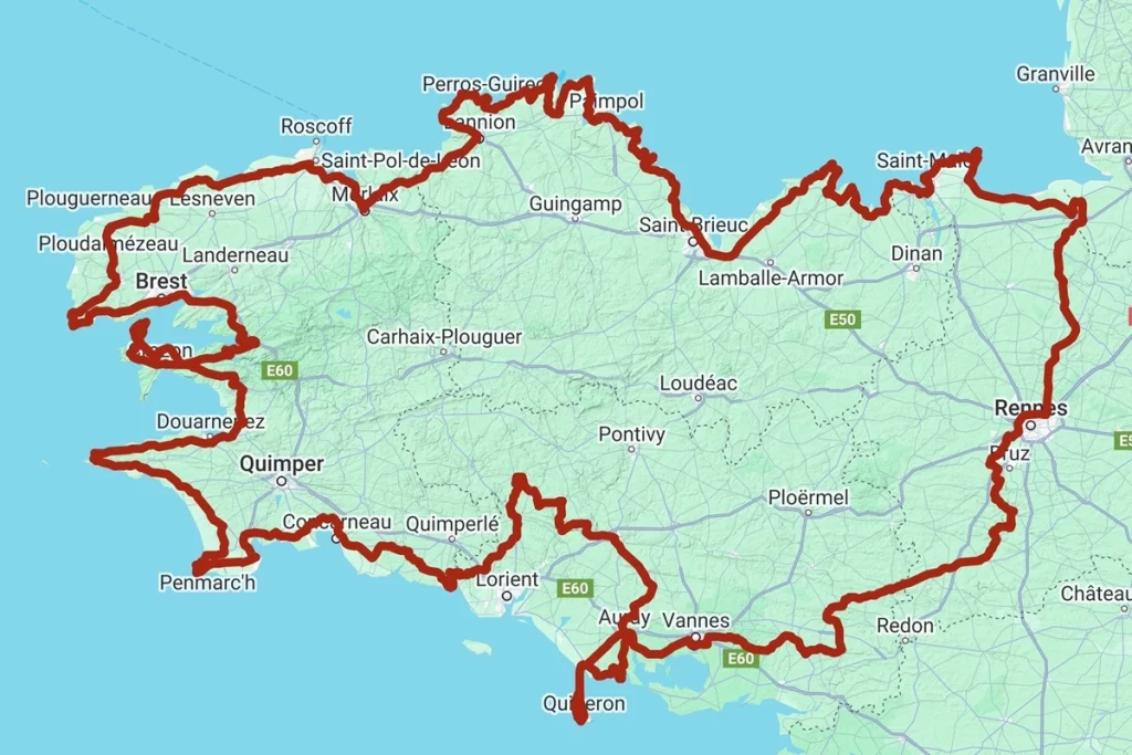 app GPS moto gratuite 68° - Le grand tour de bretagne