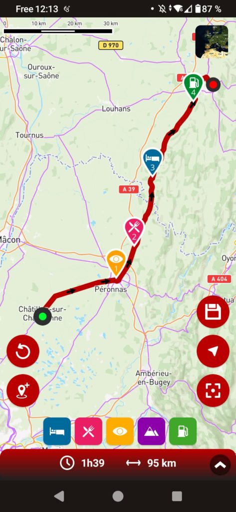 App gratuita 68° GPS per moto: POI (punti di interesse)