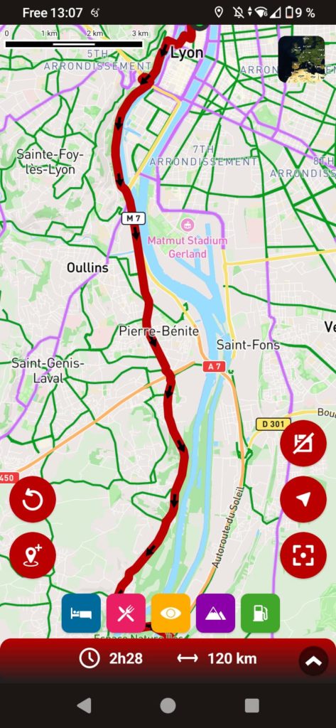 App GPS moto gratuite 68° : éviter les villes 1