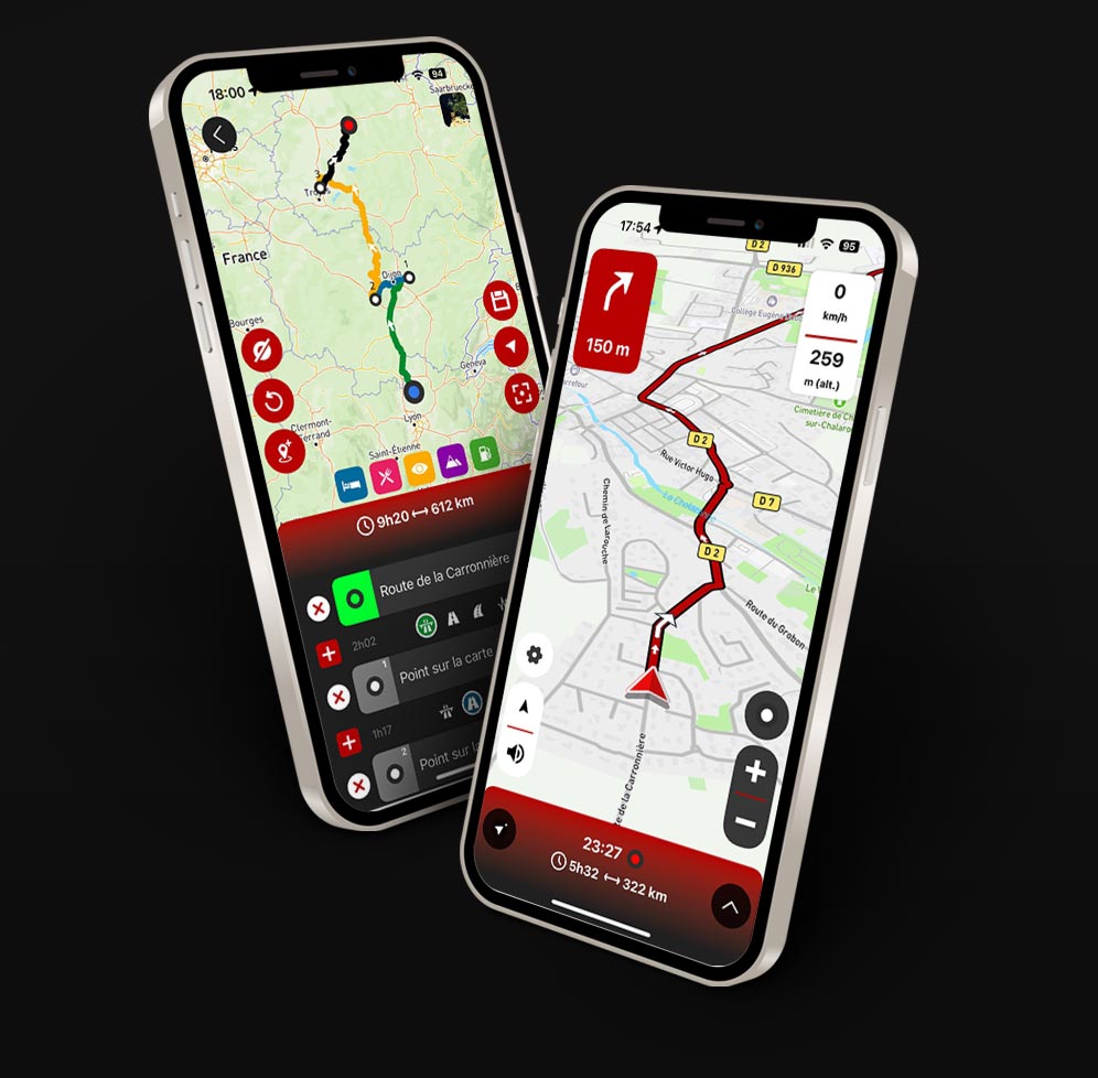 app gps moto gratuit 68 degrés - version beta iphone