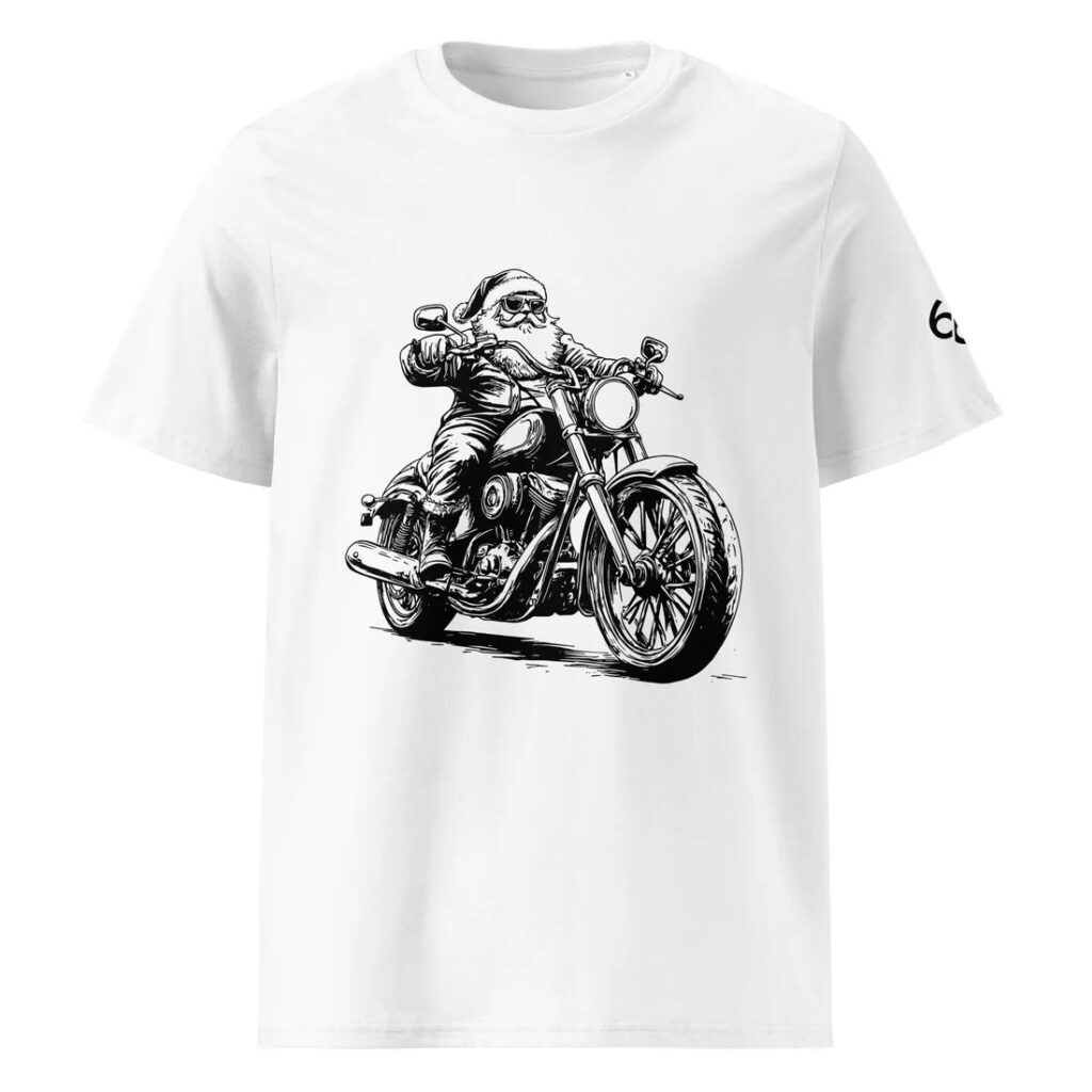 GPS moto gratuit 68° - t-shirt spécial Noël moto blanc