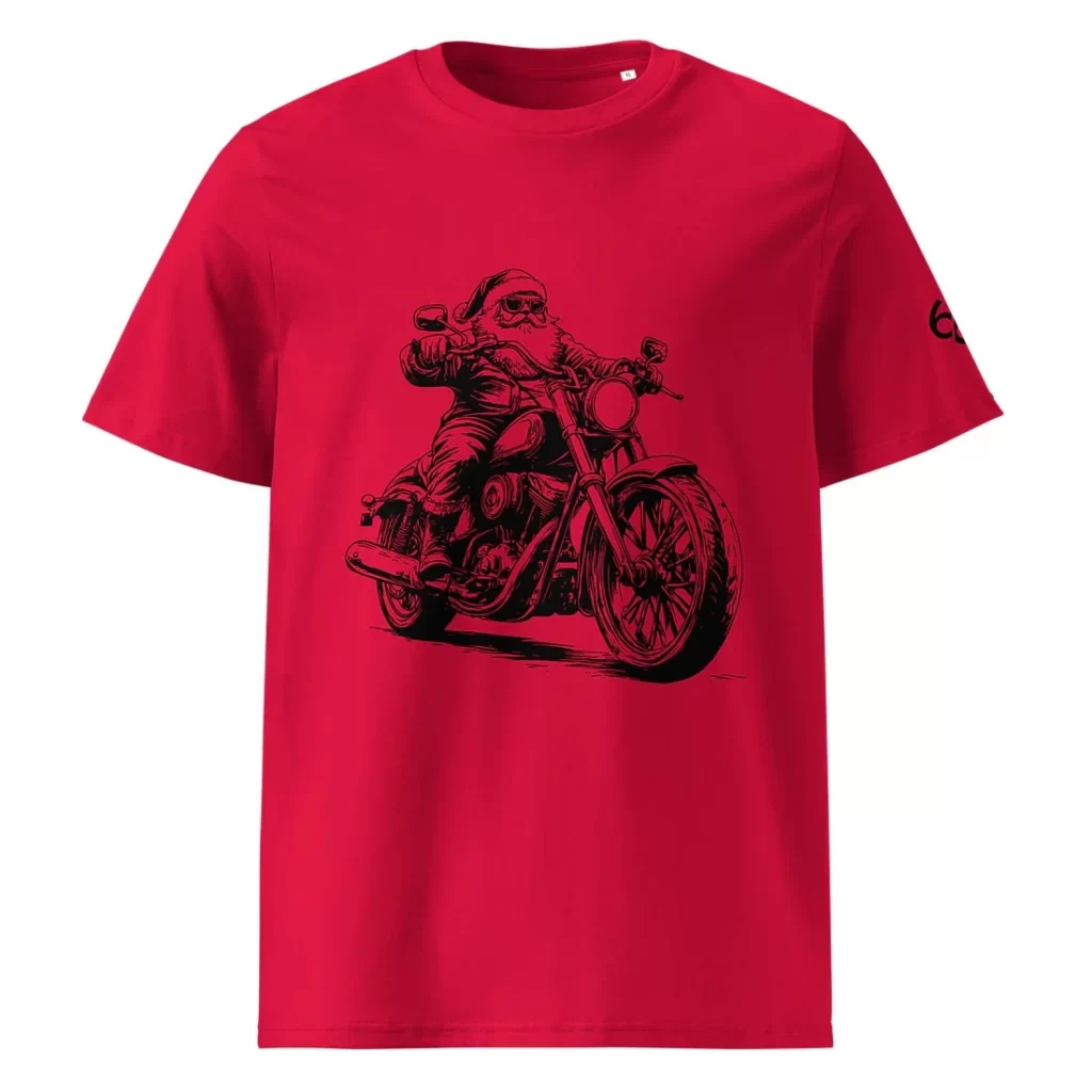 GPS moto gratuit 68° - t-shirt spécial Noël moto rouge